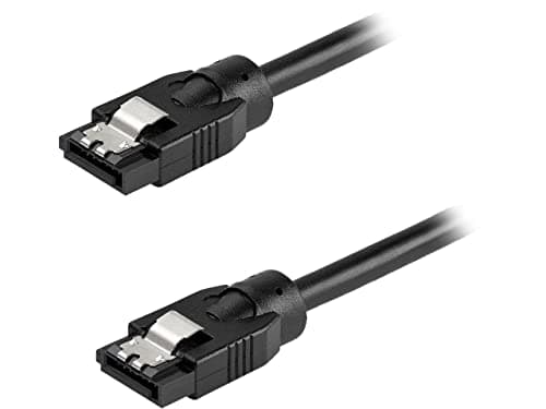 Image of StarTech.com 24 Inch (60cm) Round SATA Cable - Latching Connectors - 6Gbs SATA Data Cord - SATA Hard Drive Power Cable - Black (SATRD60CM)