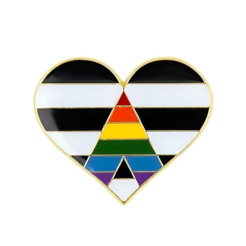 Image of Straight Ally Pride Arrow Heart LGBT Rainbow Enamel Pin Badge – LGBTQIA+ Support Equality Symbol 2.3 x 2.3 cm – Ally Inclusion Heart Lapel Brooch