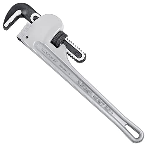 Image of MAXPOWER 18" Heavy Duty Aluminum Pipe Wrench (450mm) – Stillson Plumbing Tool with 60mm Max Jaw Opening – Professional Straight Spanner for Plumbing & DIY
