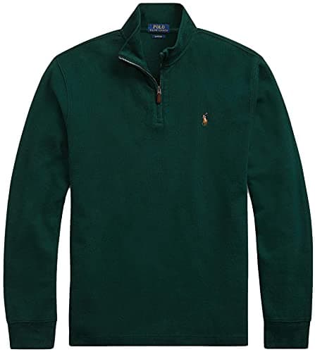 Image of Polo Ralph Lauren Mens Long Sleeve Fleece Quarter Zip Sweatshirt, Ralph-Lauren Pine Green, XL