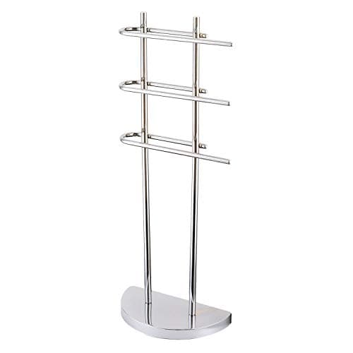 Image of LIVHOME Chrome Towel Stand, 3-Tier Free Standing Rack with U-Shaped Arms, Modern Bathroom Towel Holder for Bathroom Towels and Hand Towel Storage