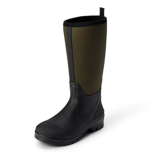 Image of Amazon Essentials Men's Waterproof Neoprene Wellington Boots, Olive Black, 8 UK