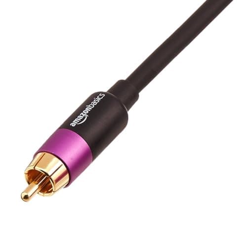 Image of Amazon Basics 1 RCA Audio Cable for Subwoofer, Amplifiers, Active Speakers with Gold-Plated Plugs, Black, 2.44 m