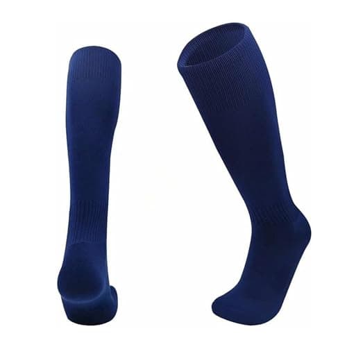 Image of ShopMCR Unisex Football, Rugby, Hockey Sports Knee High Long Socks, Kids, Adults, juniors Knee High Football Socks Outdoor game Soccer Socks (12-3, Navy)