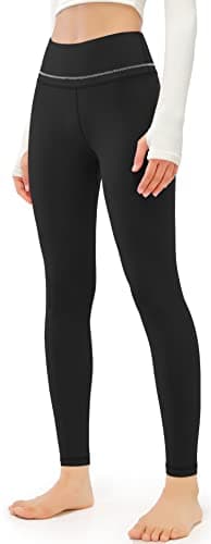 Image of JOYSPELS Womens Thermal Fleece Lined Leggings, Warm High Waisted Gym Winter Leggings, Winter Yoga Pants for Women with Pockets UK - Black - M