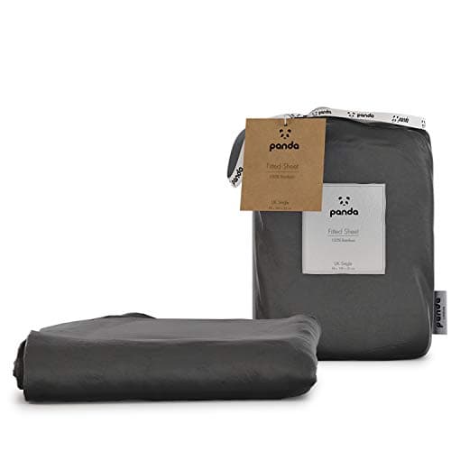 Image of Panda 100% Bamboo Fitted Sheet (Urban Grey, UK Single: 90 x 190 + 32 cm)
