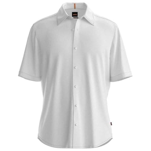 Image of BOSS Mens Rash 2 M 10267858 01 Short Sleeve Shirt White M