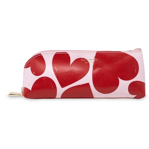 Image of Kate Spade New York Pen and Pencil Case with Office Supplies, Zip Pouch Includes 2 Pencils, Sharpener, Eraser, and Ruler, Sweet Hearts, Sweet Hearts, Classic