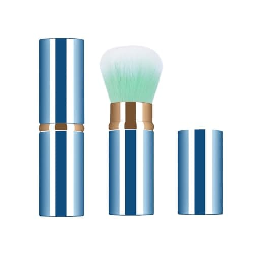 Image of Xinpinzhou Blue Retractable Makeup Brush, Retractable Blush Blusher Face Powder Kabuki Foundation Brush for Cheeks