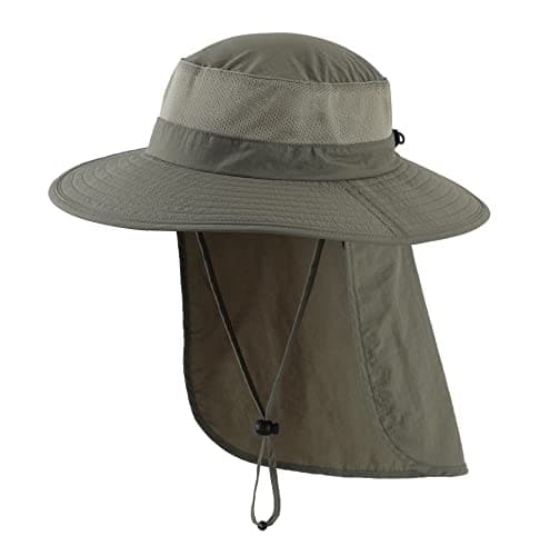 Image of Decentron Outdoor UPF50+ Mesh Sun Hat Wide Brim Fishing Hat with Neck Flap (Pea Green)