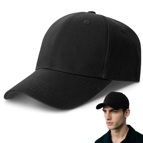 Image of GWHOLE Baseball Cap Black for Men Women, Adjustable Cotton Plain Cap for Running Hiking, Classic Sport Hat 56-58cm