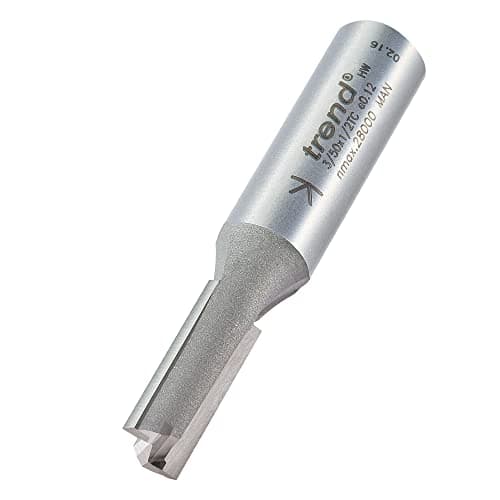 Image of Trend Professional Straight Two Flute Router Cutter, 1/2 Inch Shank, 9.5mm Cut Diameter, 25mm Cut Length, Tungsten Carbide Tipped, 3/50X1/2TC