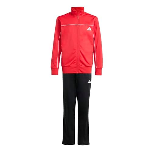 Image of adidas Unisex Kids Junior Tricot Colourpop Tracksuit, pure ruby/white, 7-8 Years