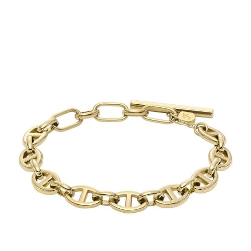 Image of Fossil Women's Heritage D-Link Gold-Tone Stainless Steel Chain Bracelet, JF04759710