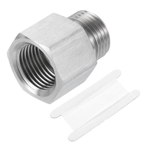Image of sourcing map Pipe Fitting Reducing Adapter, G1/2" Male x 1/2" NPT Female 304 Stainless Steel Reducer Connector for Water Oil Air Pressure Gauge, Silver
