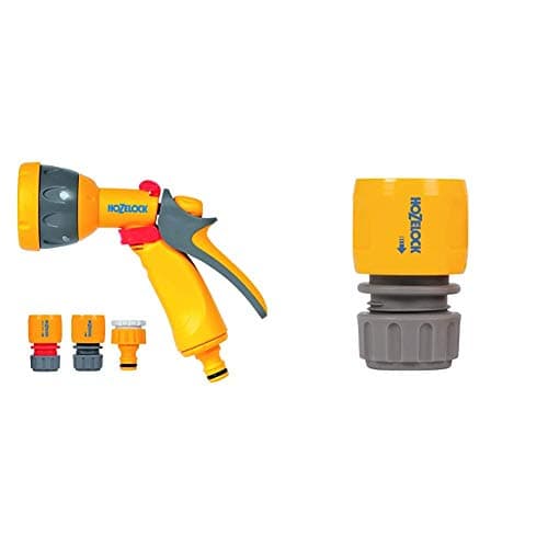 Image of Hozelock Multi Spray Watering Gun Starter Set & Hose end Connector (12.5mm & 15mm)