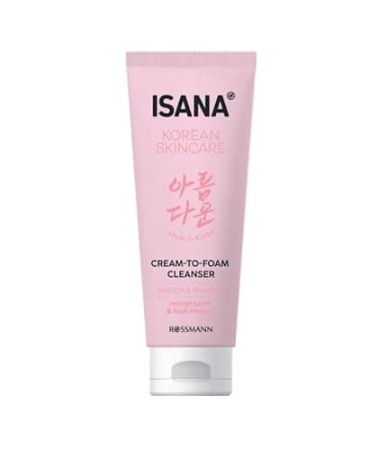Image of ISANA Korean Skincare Cream-to-Foam Cleanser, with Cica & BHA/PHA, Cleans Pores Deep & Hydrated