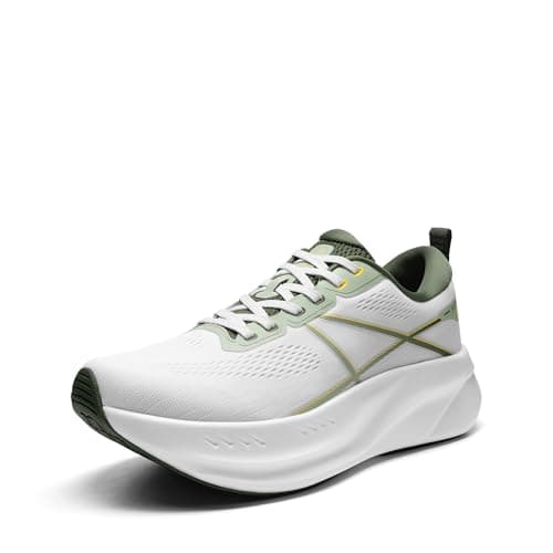Image of ALLSWIFIT Men's Road Running Shoes Cushion Tennis Shoes Non-Slip Comfortable Lightweight Gym Workout Athletic Arch Support Walking Sneakers,Size 10,White/Green,AMUMRS2503