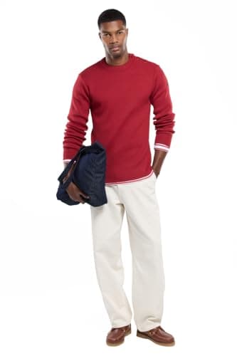 Image of Armor Lux 0Pullover Men's Long-Sleeved Plain Navy - Red - Medium