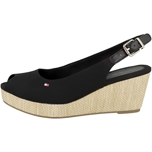 Image of Tommy Hilfiger Women Iconic Elba Sling Back Wedge Espadrilles, Black (Black), 40 EU