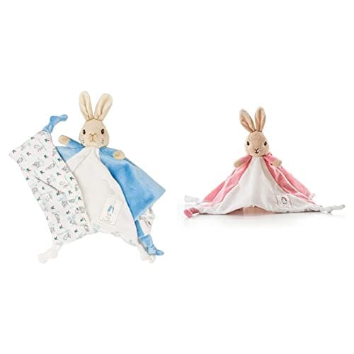 Image of Official Peter Rabbit Comfort Blanket - Beatrix Potter Soft Toy for Babies and Toddlers & Official Beatrix Potter Flopsy Bunny Comfort Blanket - Peter Rabbit Soft Toy Comforter