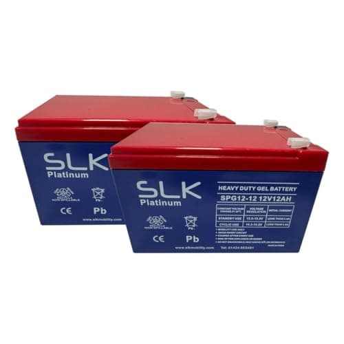 Image of SLK Platinum Mobility Scooter GEL Battery Pair of 2 x 12v 12ah Reliable And long Lasting Replacement Batteries For Electric Scooters And Wheelchairs