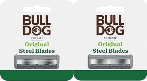 Image of Bulldog Skincare Original Men's Razor Refills, With 5 Tempered Steel Blades on Each of the Four Refill Blades, Works With All Bulldog Reusable Razor Handles, 8 Pack