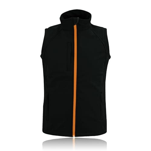 Image of Softshell Gilet Unisex Windproof Water Resistant Windbreaker with Zipped Pockets Activewear Sleeveless Vest Thermal Work Bodywarmer Classic Jacket (UK, Alpha, XXL, Regular, Regular, Black)