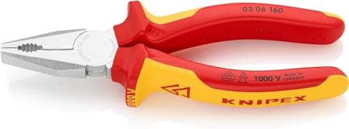 Image of KNIPEX Combination Pliers Chrome-Plated Insulated with Multi-Component Grips, VDE-Tested 160 mm, 03 06 160