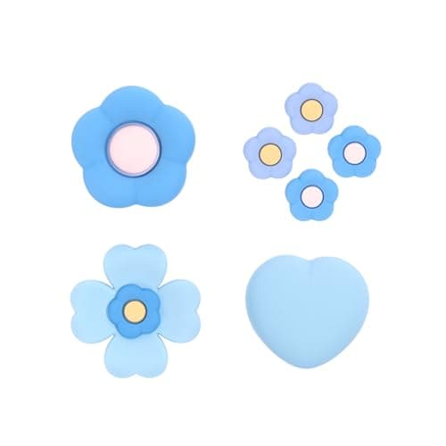 Image of GeekShare Blue Cross D-Pad Button Caps Silicone Thumb Grips Sets, ABXY Key Buttons Sticker Joystick Cover Caps Compatible with Nintendo Switch/OLED - Heart and Flower