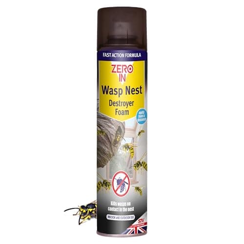 Image of Zero In Wasp Nest Killer - Insecticidal Wasp Nest Destroyer Foam Spray for Indoor & Outdoor Nest Removal - Fast-Acting Foam, Effective Wasp Spray Up to 2 Metres, 2-3 Treatments Per Can - 300ml Aerosol