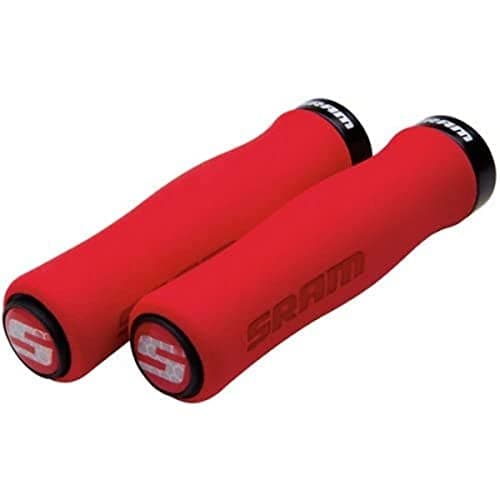 Image of Sram MTB Locking Grips Contour Foam with Single Black Clamp and End Plugs 129 mm - Red