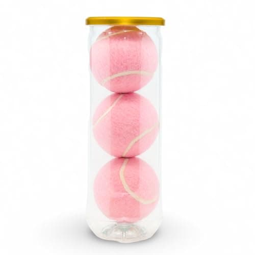 Image of Price's 3 Pastel Pink Coloured Tubed Tennis Balls, (1 x 3 Balls) | Type 2 Pressureless, ITF Standard | Great for Court Play, Coaching, Tennis Gift or Dog Fetch! | Made in the UK |