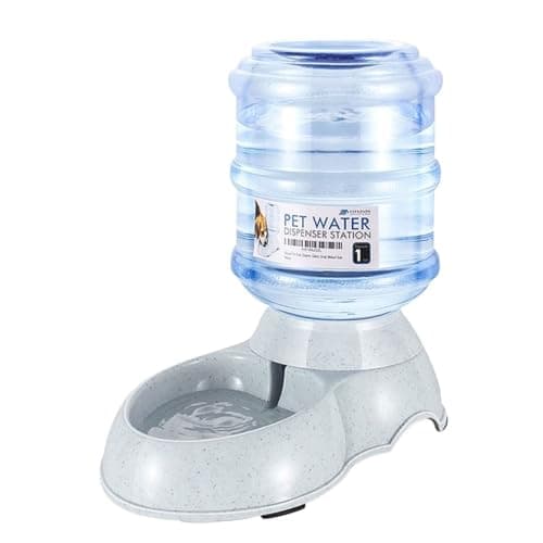 Image of Flexzion Automatic Dog Water Bowl Dispenser For Cat Pet Animal (1 Gallon Dispener Water Jug) - Gravity Feeder Auto Replenish Waterer Drinking Bowl Fountain Bottle Dish Stand