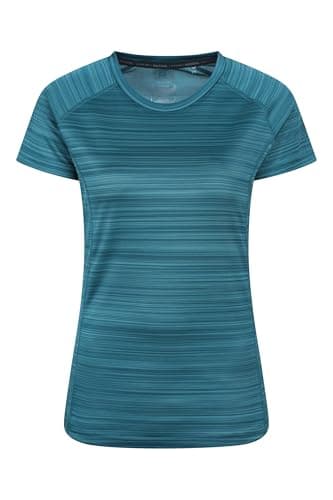 Image of Mountain Warehouse Endurance Striped Womens Tee - Lightweight, Moisture Wicking T-Shirt, Quick Dry Top – for Spring Summer, Gym & Hiking Teal (Stripe) Women's Size 10