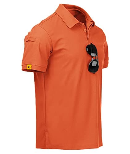 Image of JACKETOWN Men's Polo Shirt Short Sleeve Breathable Tennis Summer T-Shirt Button Front Casual Sport Golf Regular-Fit (Orange-M)