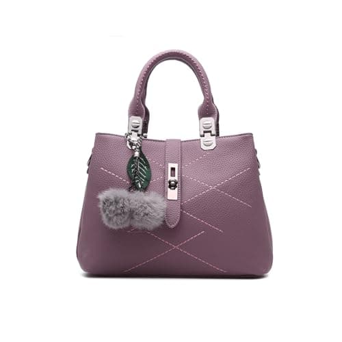Image of NICOLE & DORIS 2026 New Handbags for Women Fashion Ladies Handbags & Shoulder Bags Designer Top Handle Bag with Pompom Dark Purple