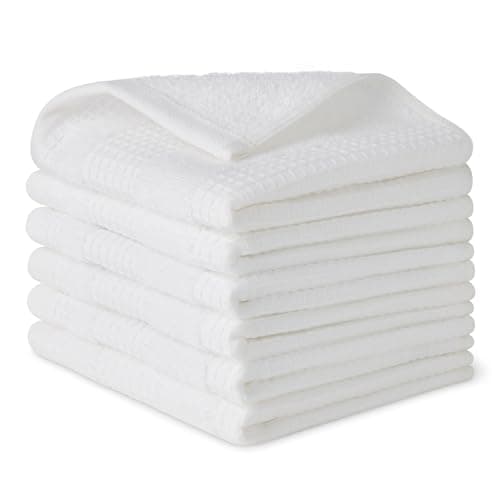 Image of Amazon Basics Organic Cotton Waffle Kitchen Dish Cloths, Ultra Absorbent, Quick Drying, Lint-Free, 12 x1 2 inches, 6-Pack, White