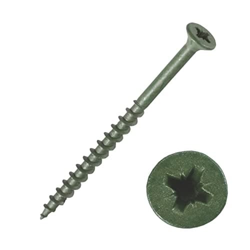 Image of (Box of 200) 4.0 X 40mm Decking Screws Green Organic Coated Countersunk Pozi [8 x 1.1/2"] - CE Approved & Corrosion Resistant Timber Fence