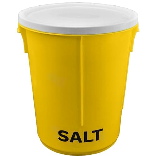 Image of 25L Yellow Grit Salt Bin 43cm with Lid for De-Icing Salt or Grit for Driveway, Path and Patio