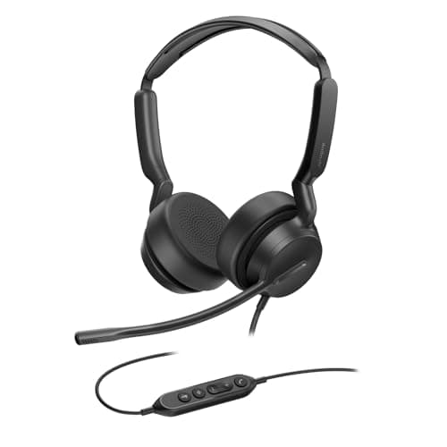Image of Yealink UH42 USB-A Headset with Noise Cancelling Mic, Wired Headphones for PC Computer Laptop, Compatible with Zoom Teams, Comfort Ear Cushions, Stereo Sound, in line Controls