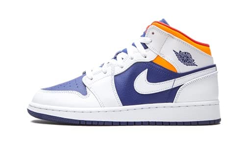 Image of Nike Air Jordan 1 Mid, Men's Sneakers, White Laser Orange Deep Royal Blue Track Red, 39 EU