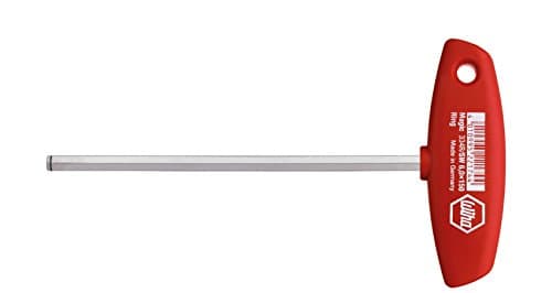 Image of Wiha Allen Wrench with t-Handle, Hexagonal Clamping Ring Function, Magic Ring for Holding Screws Without Magnets. Nickel Plated., 334R040150