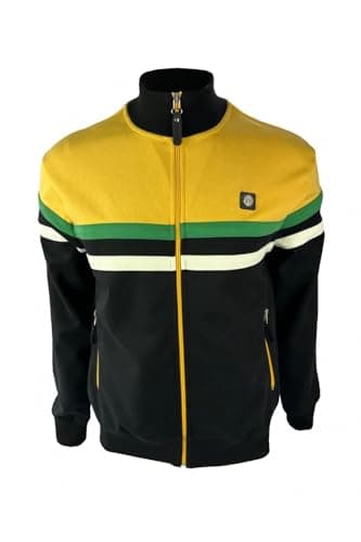 Image of TROJAN Mens Panel Stripe Track Top (UK, Alpha, XL, Regular, Regular, Black)