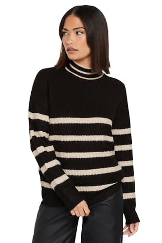 Image of PixieGirl Petite Black Stripe High Neck Knitted Jumper Petite
