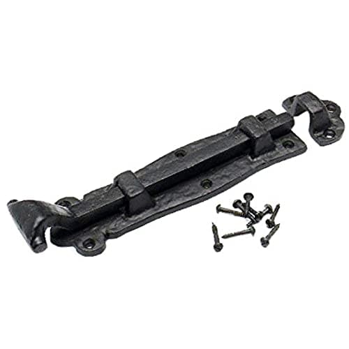 Image of Merriway BH02027 Antique Straight Surface Tower Bolt, Black 200mm (8 inch)
