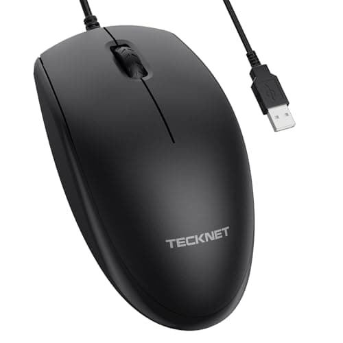 Image of TECKNET Wired Mouse, Mice Wired Optical USB Computer Silent Mouse With DPI Tracking, Gaming Grade Sensor, 3 Buttons, Business Office Mouse PC/Laptop, Corded Mouse for Graphic Design (Black, Medium)