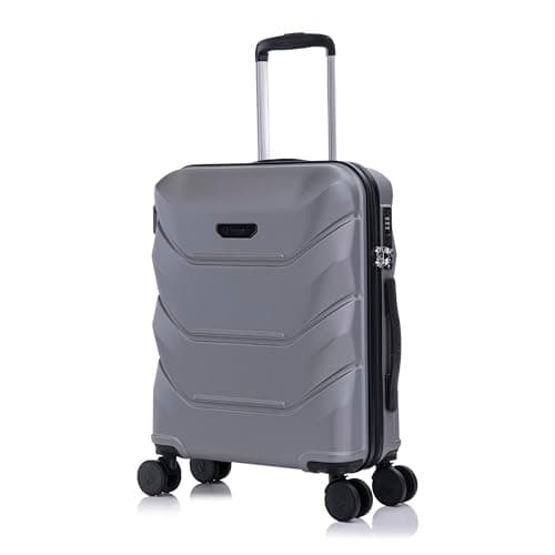 Image of Rocklands® Cabin Suitcase 55x40x20cm Hard Shell TSA Lock, 4 Spinner Wheels, Lightweight Hand Luggage Small Travel Bag, Approved for 100+ Airlines Including Ryanair, EasyJet (Grey, Cabin (20 Inch))
