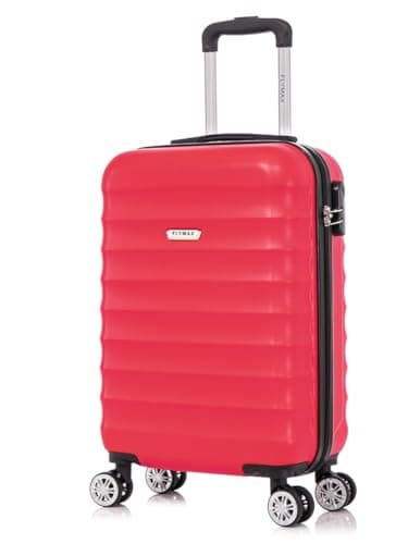 Image of FLYMAX 55x35x20 4 Wheel Super Lightweight Cabin Luggage Suitcase Hand Carry on Case Flight Travel Bags Approved On Board Fits Easyjet Ryanair Jet 2 2.5kg Red 35L