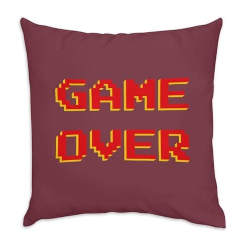 Image of Fabulous Red Velvet Cushion Cover - Game Over Retro Arcade Gaming Video Games 8 Bit - 40 x 40 cm Velvet Feel